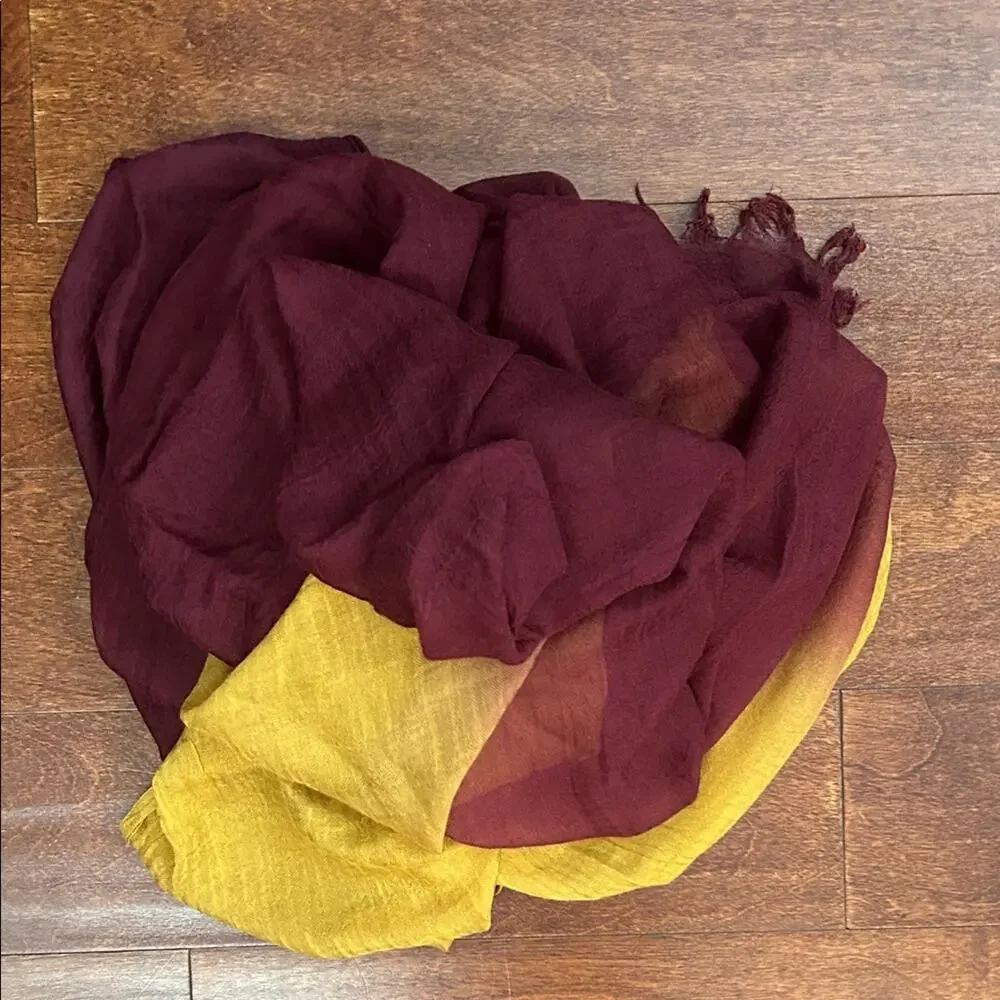 Two-Tone Ombre Scarf, Semi Transparent and Gauzy, Oversized Rectangle